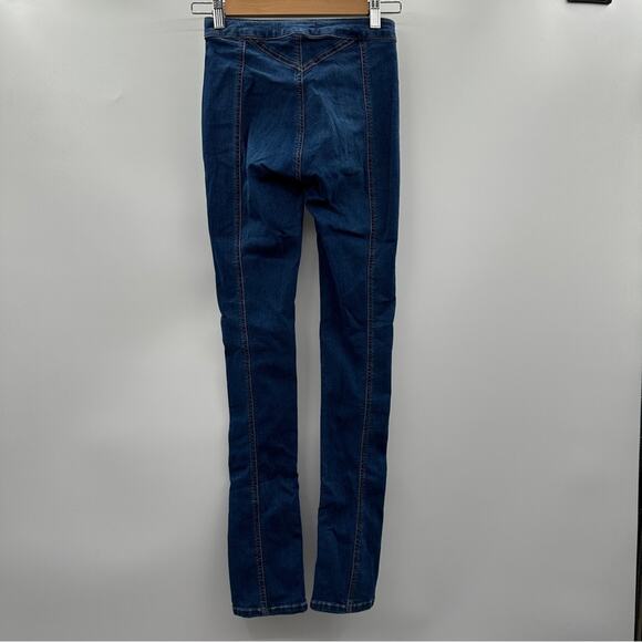 We The Free People Riley Slit High Rise Split Hem Dark Wash Skinny Jeans Size 25 - Picture 4 of 10